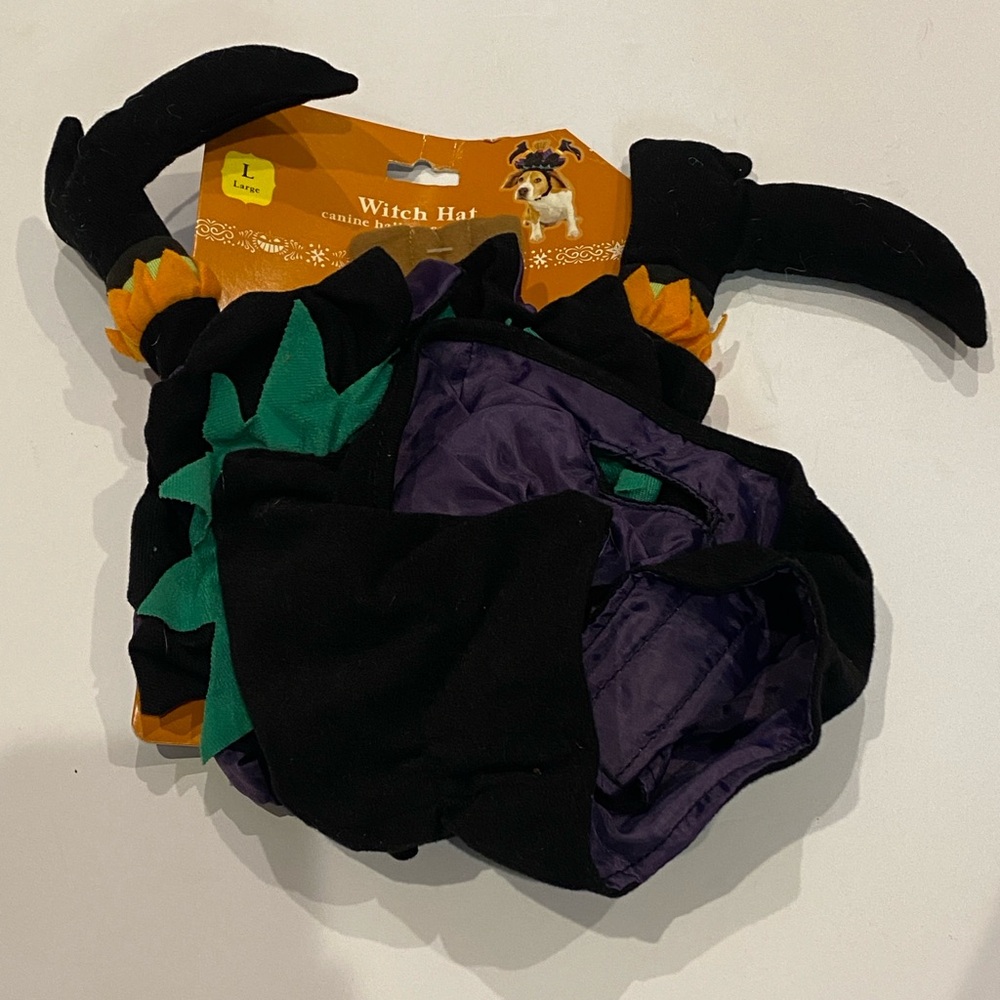 Target 2006 Dog Canine Halloween Costume Upside Down Witch Hat Size Large NWT